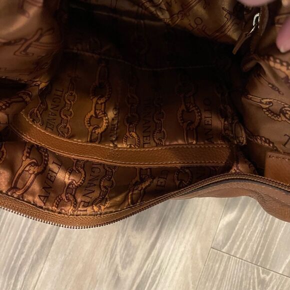 NWOT TIGNANELLO brown pebbled leather shoulder bag - Picture 6 of 8